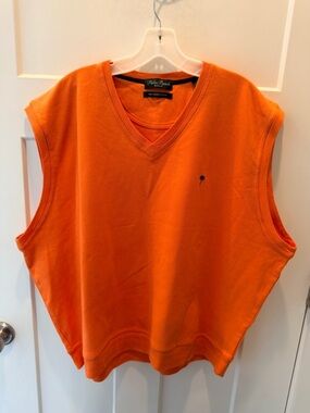 Orange Golf Sweater Vest XL Cotton V Neck Preppy Casual Pullover
